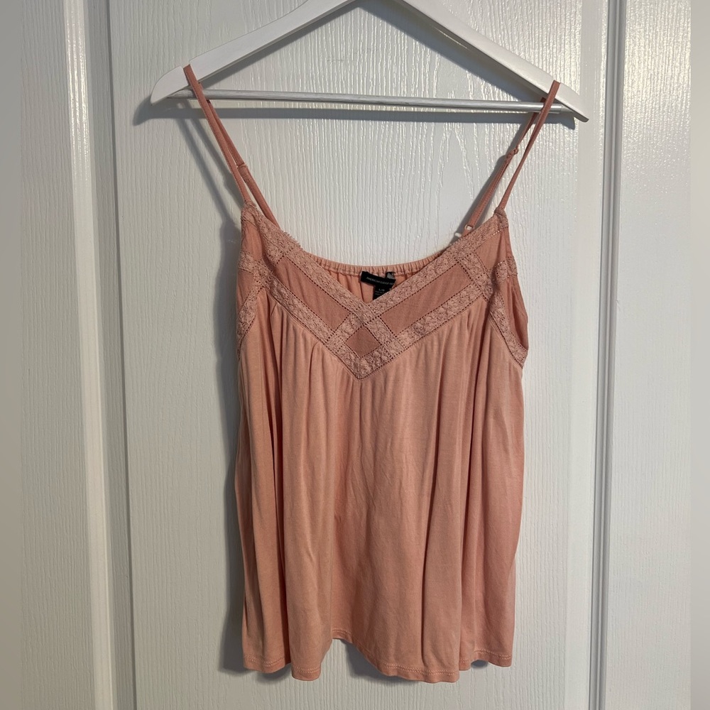 Pink lace trim American Eagle top large